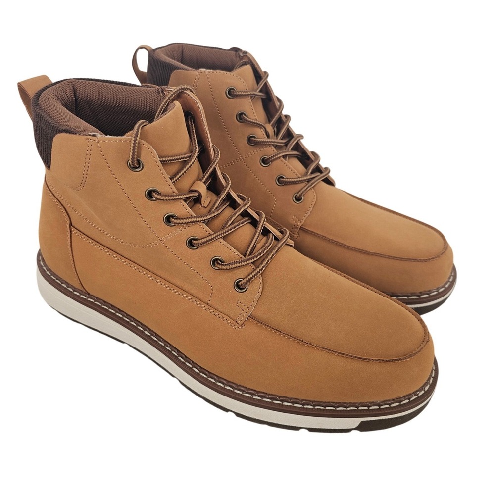 Club Room Feliixx Mens Tan Moc Toe Lace Up Boots Size 12M F44007 Hiking Outdoors
